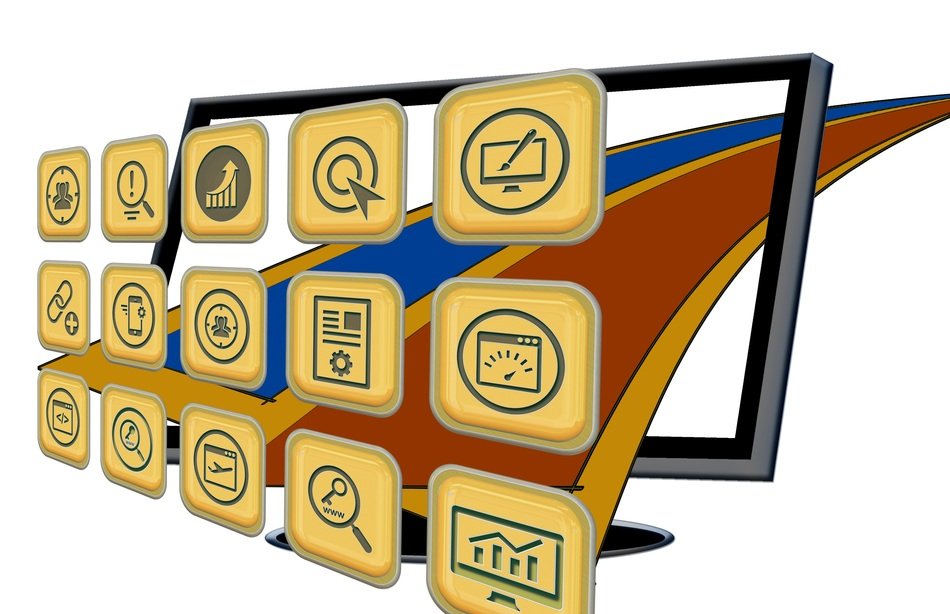 logos of social networks on the background of the monitor
