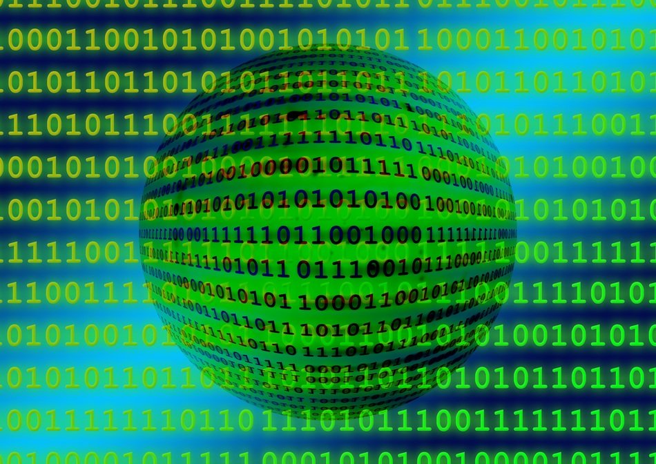 Digits of the binary system against the background of the ball
