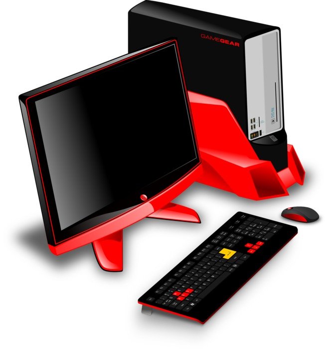 black and red devices, computer workstation, drawing