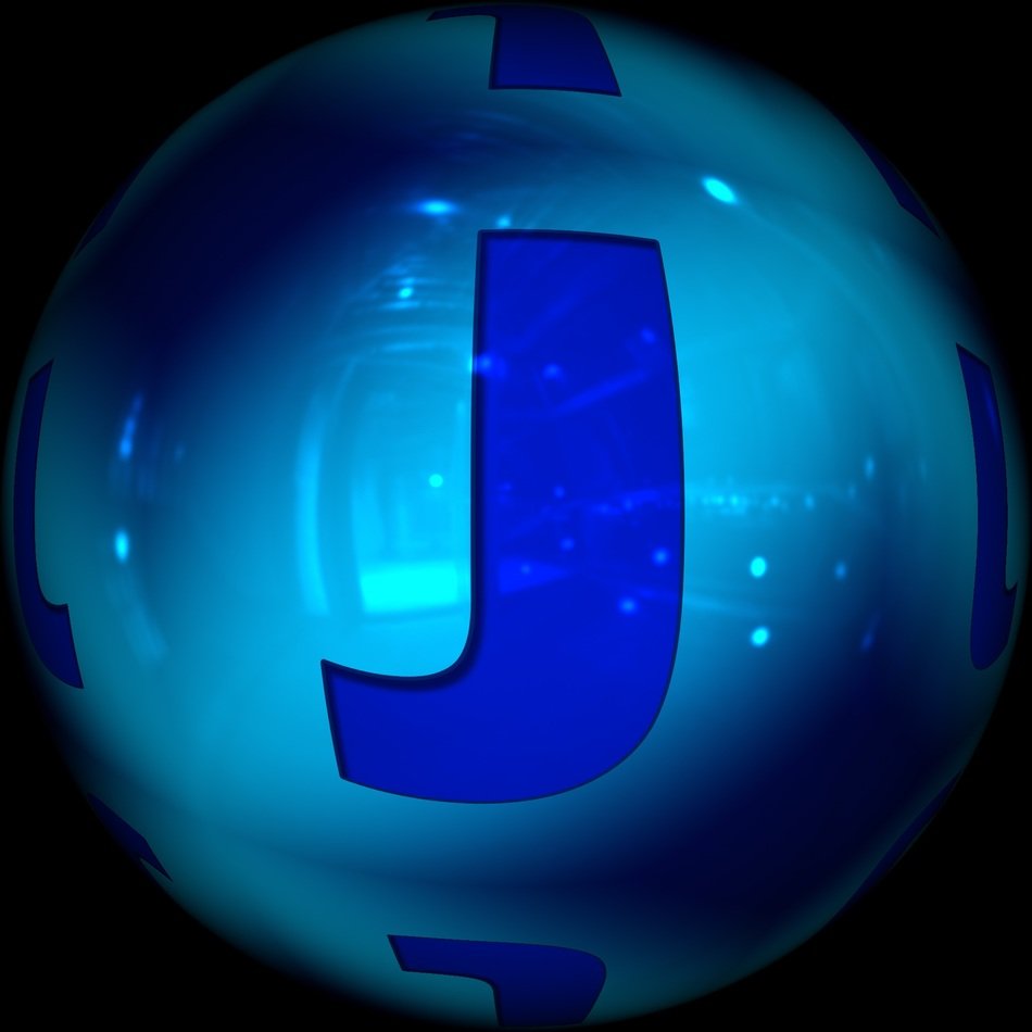 educational abc blue ball with the letter j