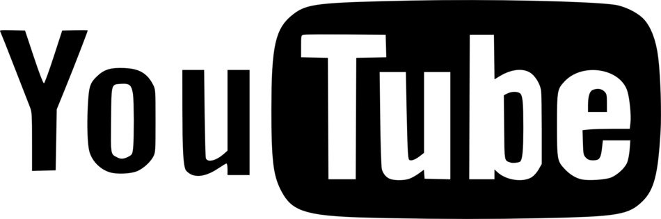 black and white icon of YouTube