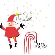 santa on North Pole, kids drawing, Clip Art