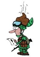 cartoon soldier with map