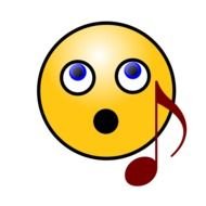 smiley face and music note