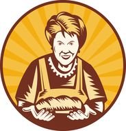 drawing a a woman with bread