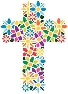 floral cross as a graphic illustration