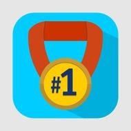 drawing of medal for first place on a blue background