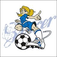 Girl Soccer Player Kicking Ball Clipart