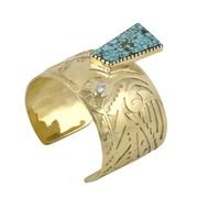 American Indian Turquoise Bracelet 14K Gold