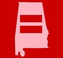 pink and red map of alabama state