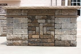 Kitchen Islands With Stone Columns drawing