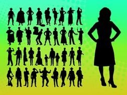 Silhouettes Of People Working drawing