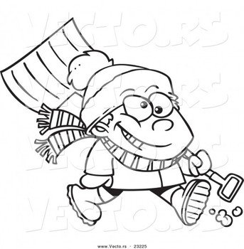 Winter Shoveling Snow Coloring Pages Printable N2