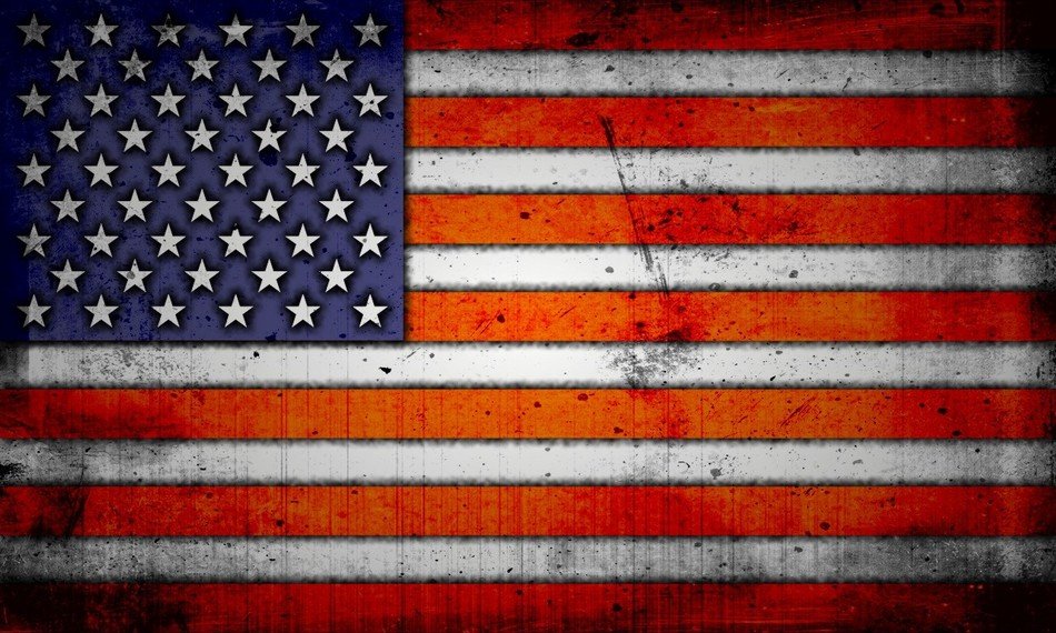 american flag in the dark