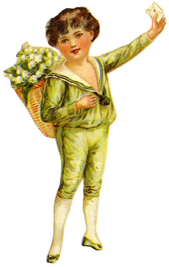 Child with flowers as a vintage illustration free image download