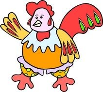 Colorful cartoon chicken clipart