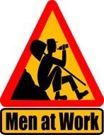 road sign men at work