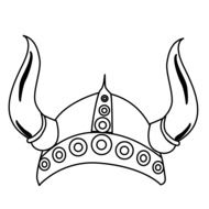 black and white drawing of Viking Helmet