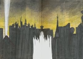 Las Vegas Skyline, silhouette at newspaper
