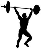 weightlifter holding barbell and weight plates, Silhouette of Strong Man