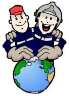 drawing rescuers on planet earth