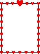 rectangular frame with red hearts