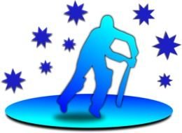 blue silhouette of a man with a bat in sport