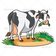 Cartoon Cow Eating Grass N4