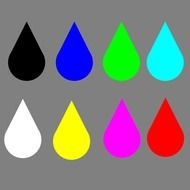 drops of different colors on a gray background