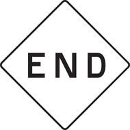 inscription end on road sign