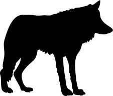 silhouette of a black wolf on a white background