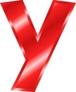 y, Red Letter Of Alphabet With Metal Look