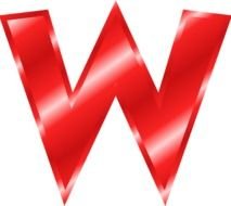 red letter "W" on a black background