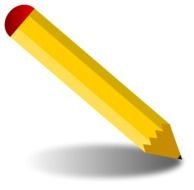 yellow Pencil with red end, drawing