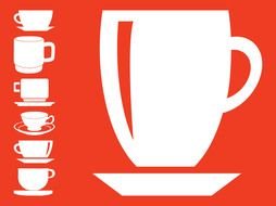 coffee cup silhouettes on the red background