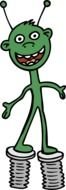 Green smiling alien clipart