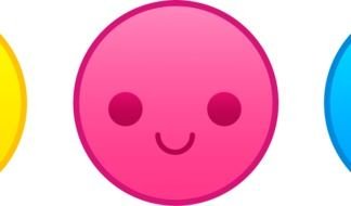 clipart of pink yellow and blue smiley
