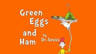 inscription egg and ham on an orange background