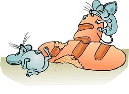 Ä°llustration of Cartoon Mouse Eating bread
