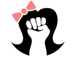 Power Girl, conceptual drawing, fist and long hairdress with bow