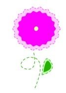Beautiful colorful drawing of the ornamental pink flower with the green leaf clipart