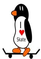 penguin drawing on a skateboard