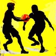 silhouettes of basketball players