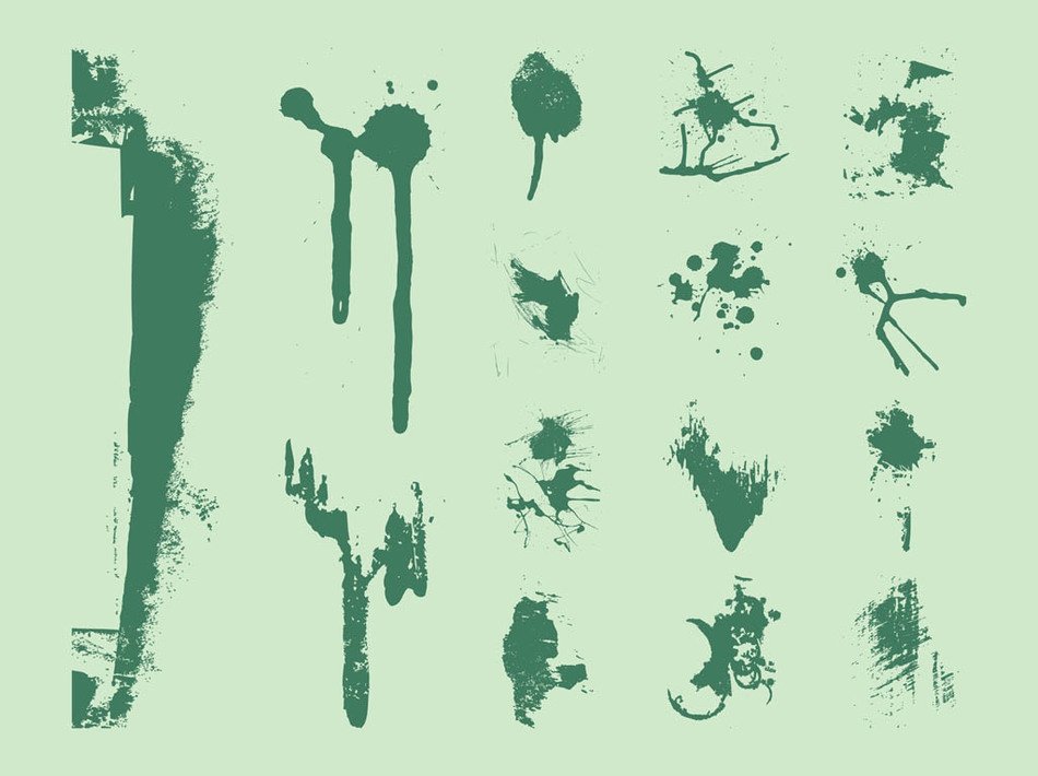 spray shapes on green background