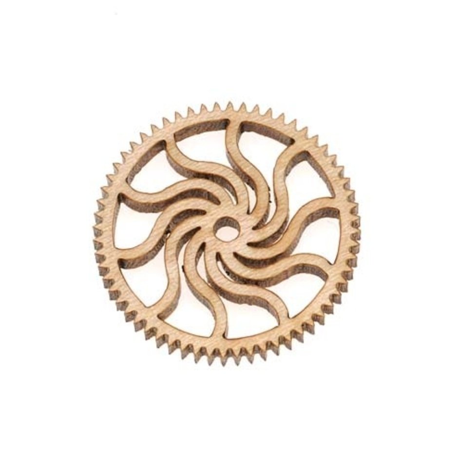 MAPLE WOOD LASER CUT STEAMPUNK SPIRAL GEAR PENDANT COMPONENT 34 INCH