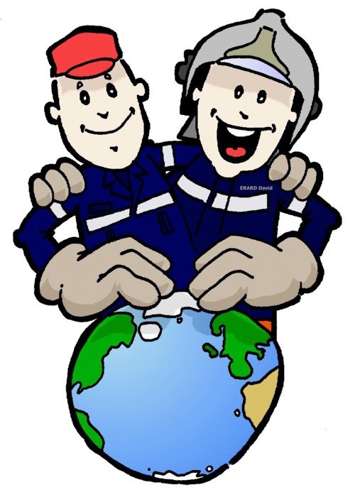 drawing rescuers on planet earth