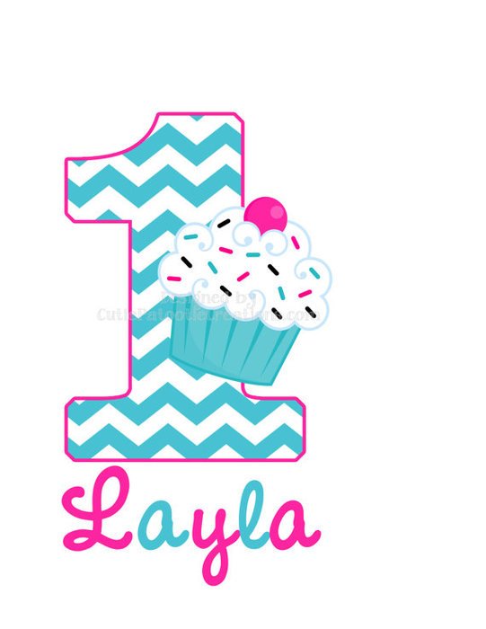 1st Birthday Cupcake Clip Art N4