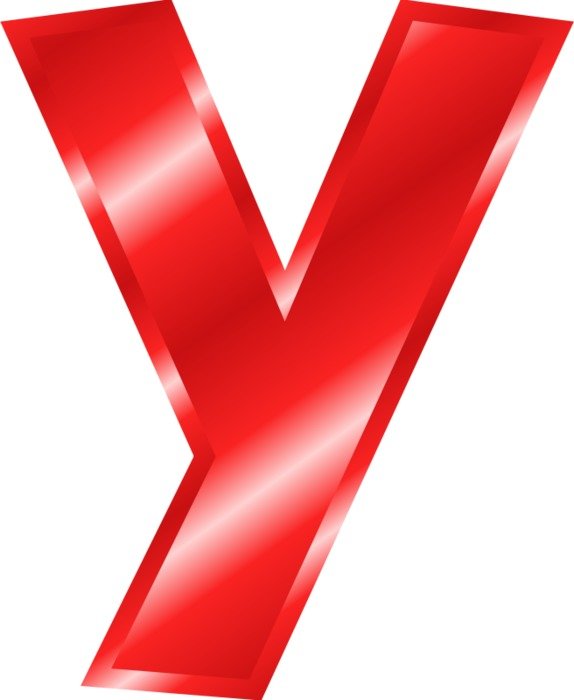 y, Red Letter Of Alphabet With Metal Look