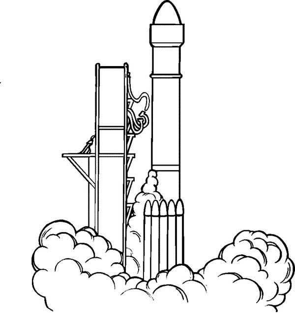 Blast Off Rocket Ship Coloring Page free image download