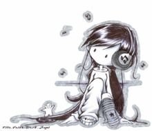 Chibi Anime Girl With Headphones